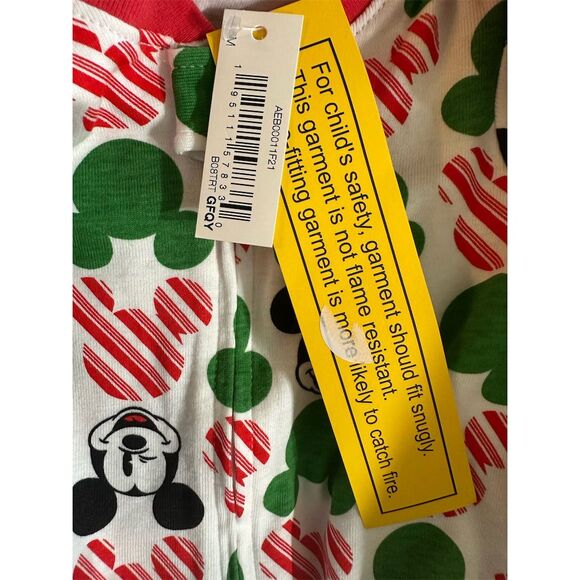 Disney Baby Footed Sleeper Pajamas Mickey Mouse Holiday Design 3-6 mos - Picture 5 of 6